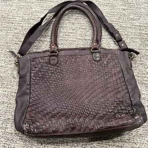 Bedstu Susanne woven leather dark brown handbag